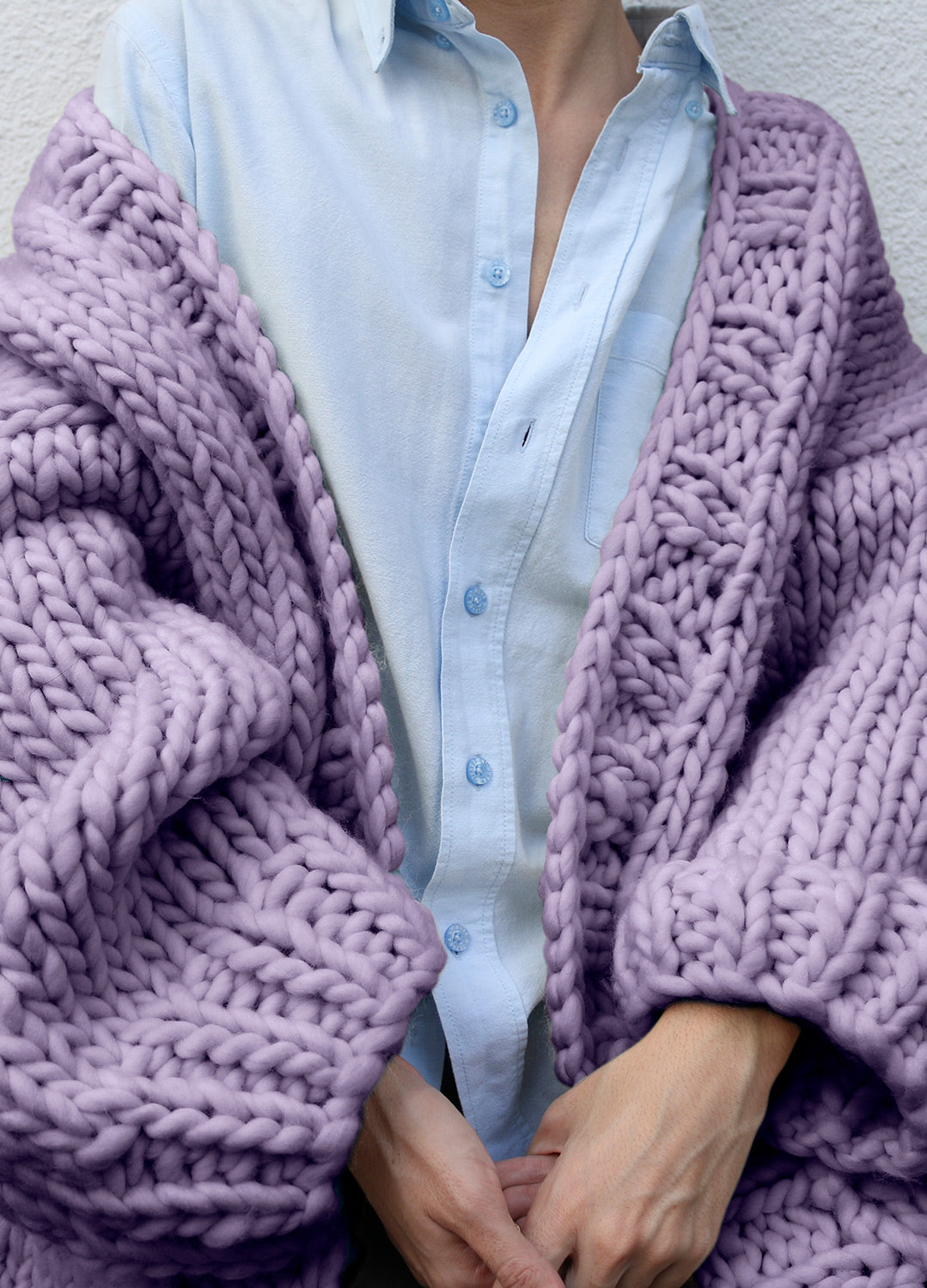 Simone Cardigan Easy Knitting Kit in Digital Lavender